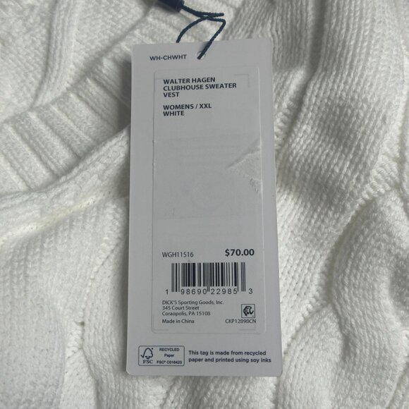 NWT Walter Hagen Women's Clubhouse Sweater Vest Size XXL (WGH11516) White - Picture 7 of 13